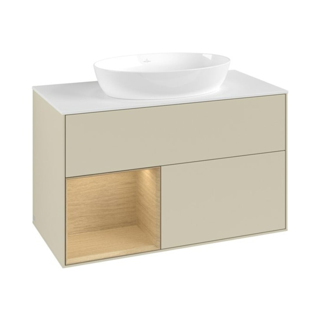 V&B Waschtischunterschrank Finion 100, Pl wh. m, Reg Oa ven, si Gr m Lac