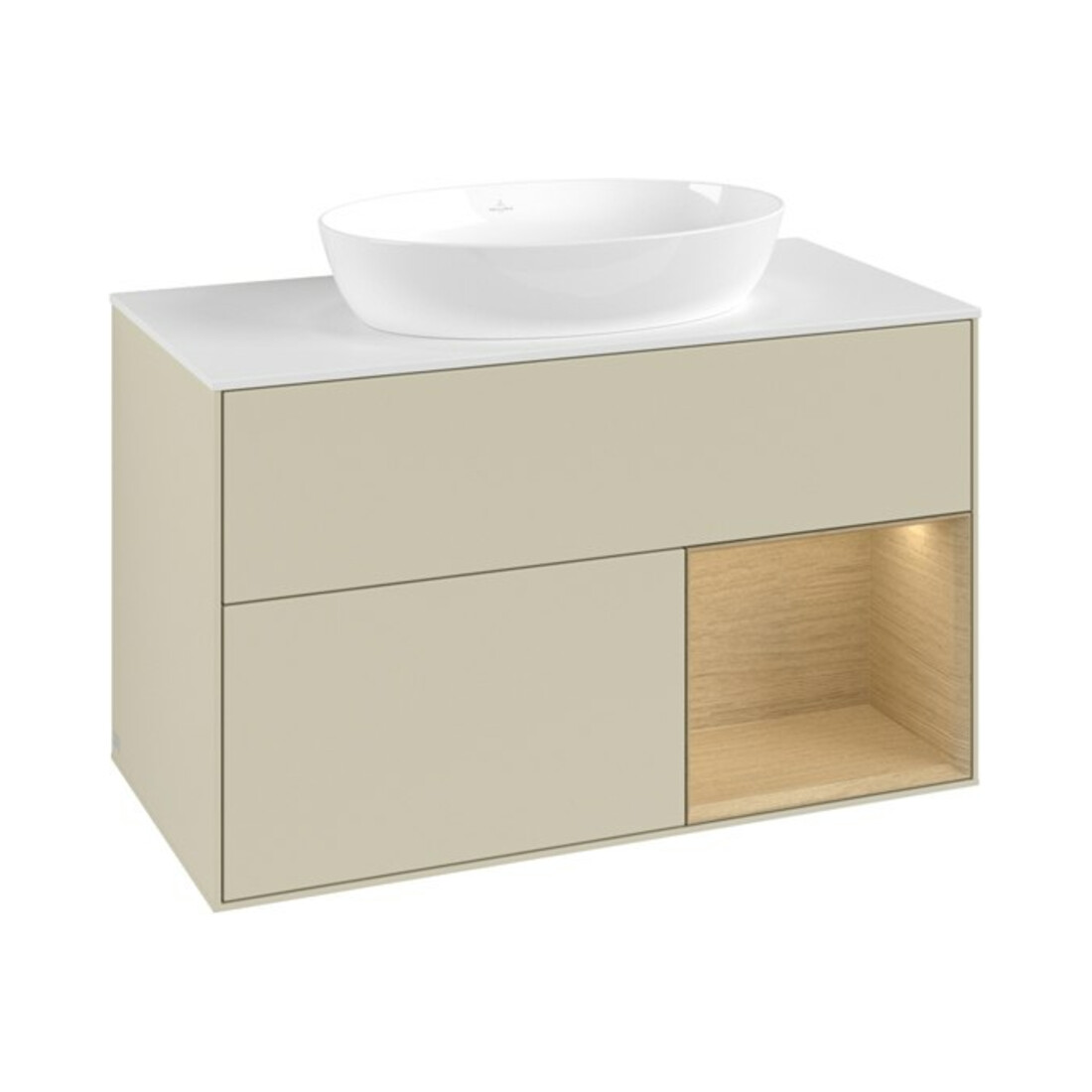 V&B Waschtischunterschrank Finion 100, Pl wh. m, Reg Oa ven, si Gr m Lac