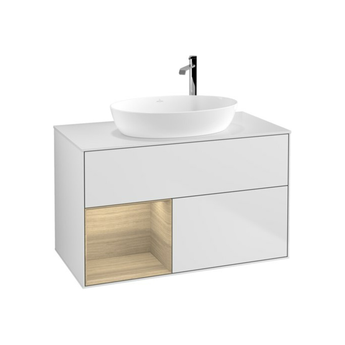 V&B Waschtischunterschrank Finion 100, Pl wh. m, Reg Oa ven, wh. m Lac