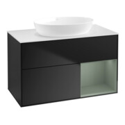 V&B Waschtischunterschrank Finion 100, Pl wh. m, Reg Oli. m Lac, bla m Lac