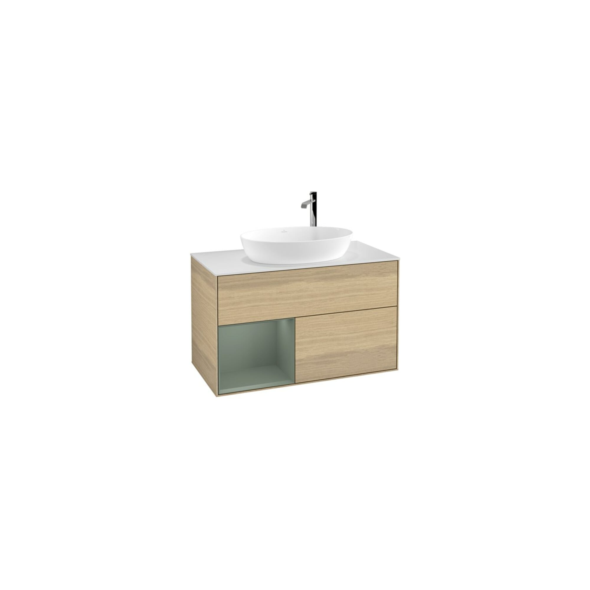 V&B Waschtischunterschrank Finion 100, Pl wh. m, Reg Oli. m Lac, Oa ven ; Villeroy & Boch