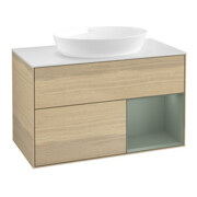 V&B Waschtischunterschrank Finion 100, Pl wh. m, Reg Oli. m Lac, Oa ven