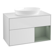 V&B Waschtischunterschrank Finion 100, Pl wh. m, Reg Oli. m Lac, wh. m Lac