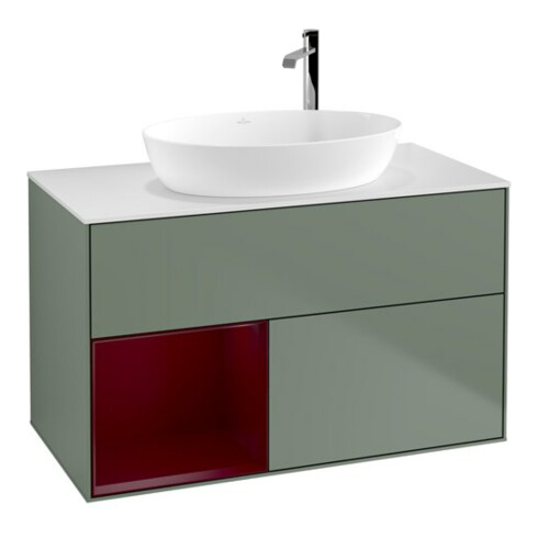 V&B Waschtischunterschrank Finion 100, Pl wh. m, Reg Peo m Lac, Oli. m Lac