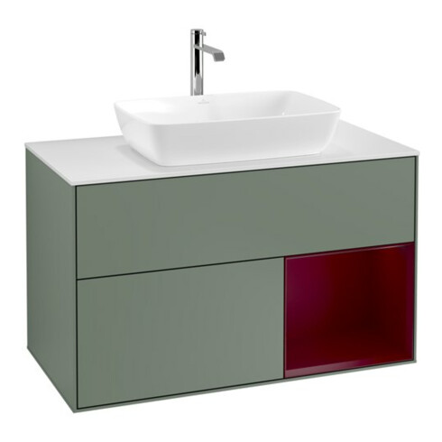 V&B Waschtischunterschrank Finion 100, Pl wh. m, Reg Peo m Lac, Oli. m Lac