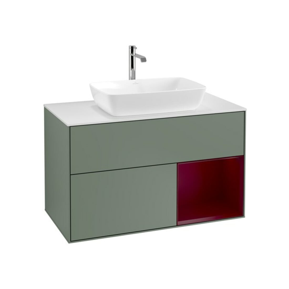 V&B Waschtischunterschrank Finion 100, Pl wh. m, Reg Peo m Lac, Oli. m Lac