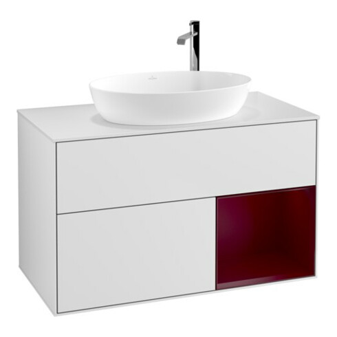 V&B Waschtischunterschrank Finion 100, Pl wh. m, Reg Peo m Lac, wh. m Lac