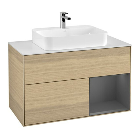 V&B Waschtischunterschrank Finion 100, Pl wh. m, Reg re Anthrac. m, Oa ven