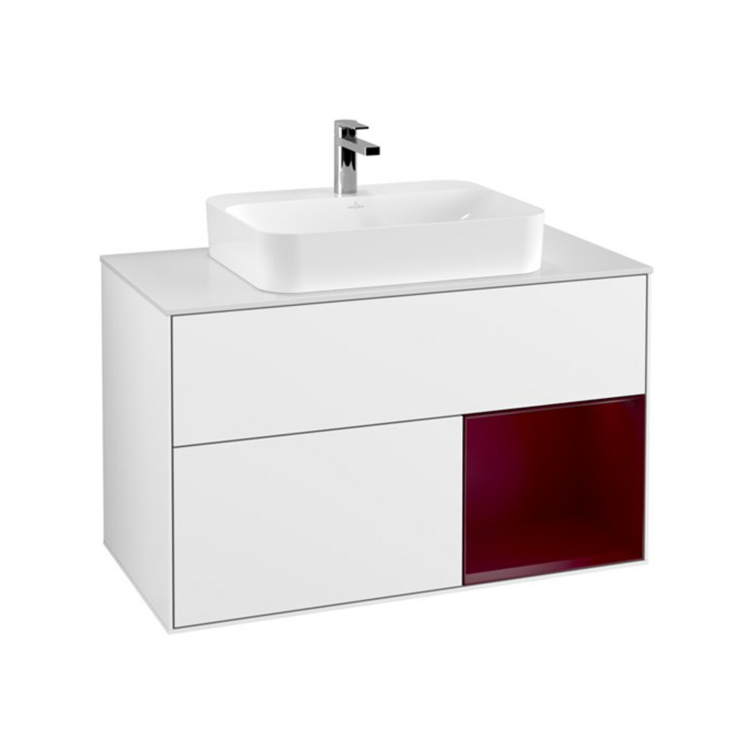 V&B Waschtischunterschrank Finion 100, Pl wh. m, Reg re Peo, glo wh. Lac