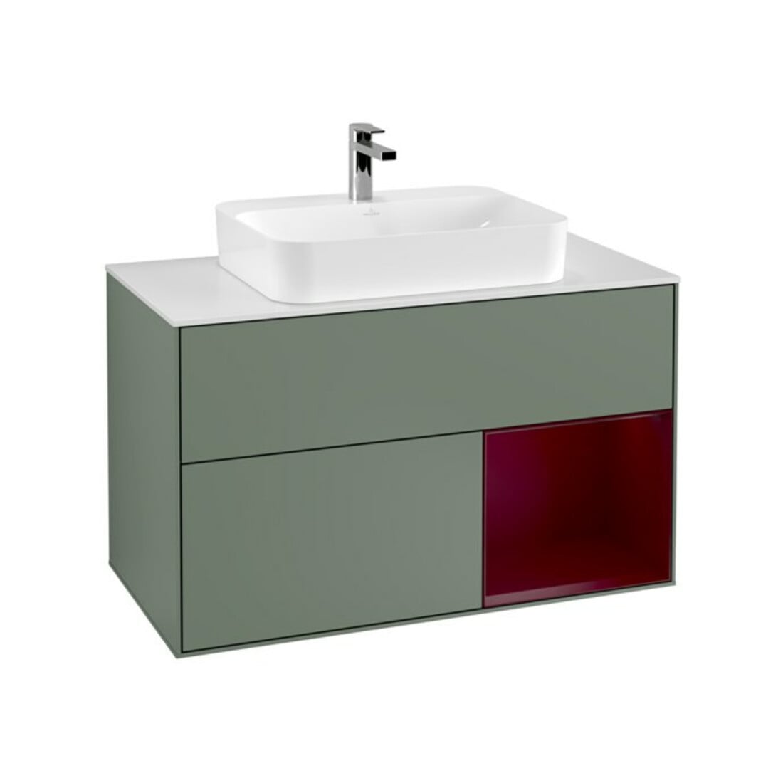 V&B Waschtischunterschrank Finion 100, Pl wh. m, Reg re Peo, Oli. m Lac
