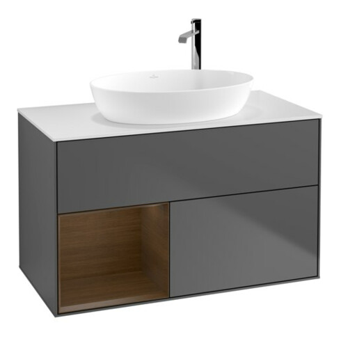 V&B Waschtischunterschrank Finion 100, Pl wh. m, Reg wal ven, Anthrac. m