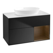 V&B Waschtischunterschrank Finion 100, Pl wh. m, Reg wal ven, bla m Lac