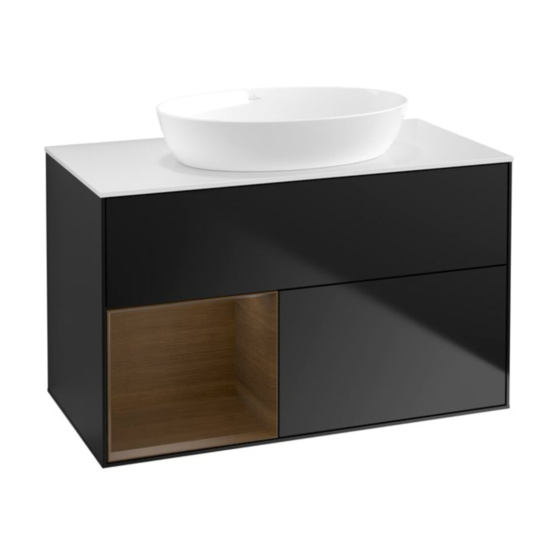 V&B Waschtischunterschrank Finion 100, Pl wh. m, Reg wal ven, bla m Lac