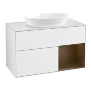 V&B Waschtischunterschrank Finion 100, Pl wh. m, Reg wal ven, glo wh. Lac