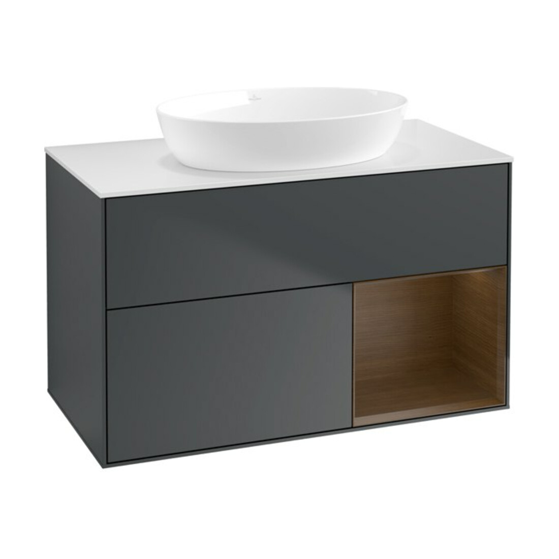 V&B Waschtischunterschrank Finion 100, Pl wh. m, Reg wal ven, md bl. m Lac