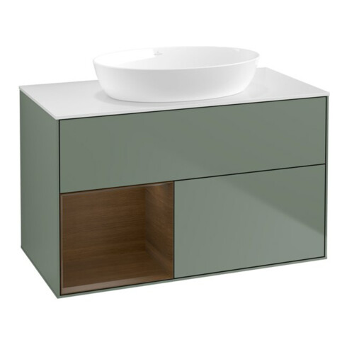 V&B Waschtischunterschrank Finion 100, Pl wh. m, Reg wal ven, Oli. m Lac