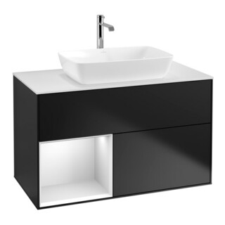 V&B Waschtischunterschrank Finion 100, Pl wh. m, Reg wh. m Lac, bla m Lac