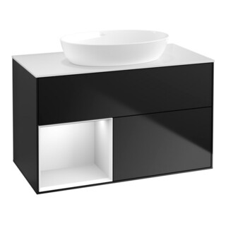 V&B Waschtischunterschrank Finion 100, Pl wh. m, Reg wh. m Lac, bla m Lac