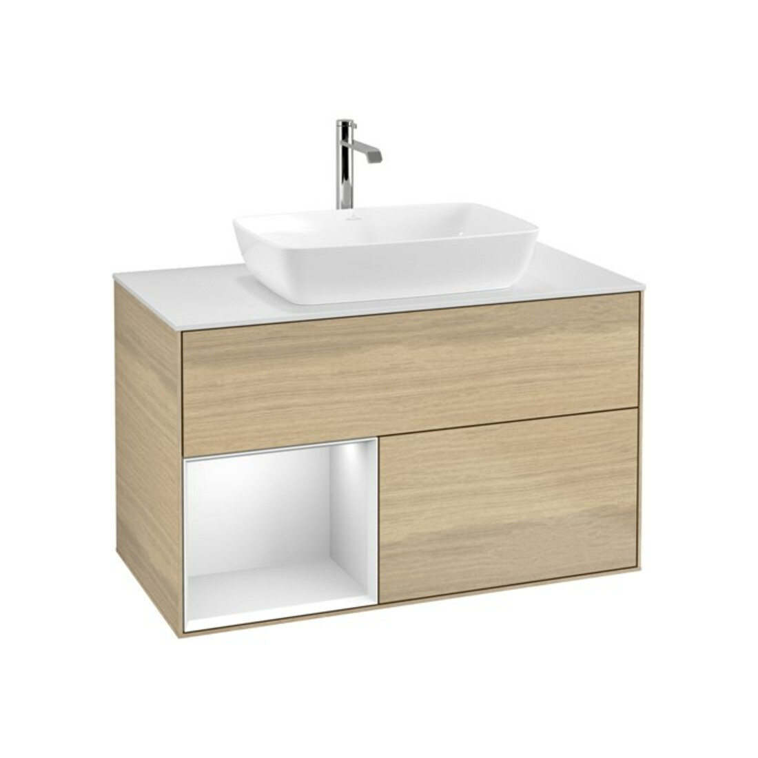 V&B Waschtischunterschrank Finion 100, Pl wh. m, Reg wh. m Lac, Oa ven