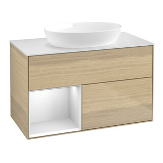 V&B Waschtischunterschrank Finion 100, Pl wh. m, Reg wh. m Lac, Oa ven