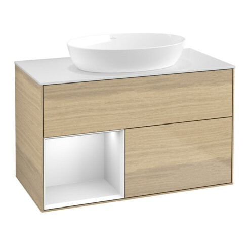 V&B Waschtischunterschrank Finion 100, Pl wh. m, Reg wh. m Lac, Oa ven