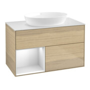 V&B Waschtischunterschrank Finion 100, Pl wh. m, Reg wh. m Lac, Oa ven