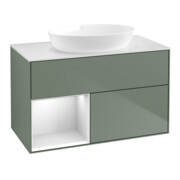 V&B Waschtischunterschrank Finion 100, Pl wh. m, Reg wh. m Lac, Oli. m Lac