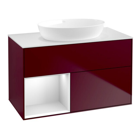 V&B Waschtischunterschrank Finion 100, Pl wh. m, Reg wh. m Lac, Peo m