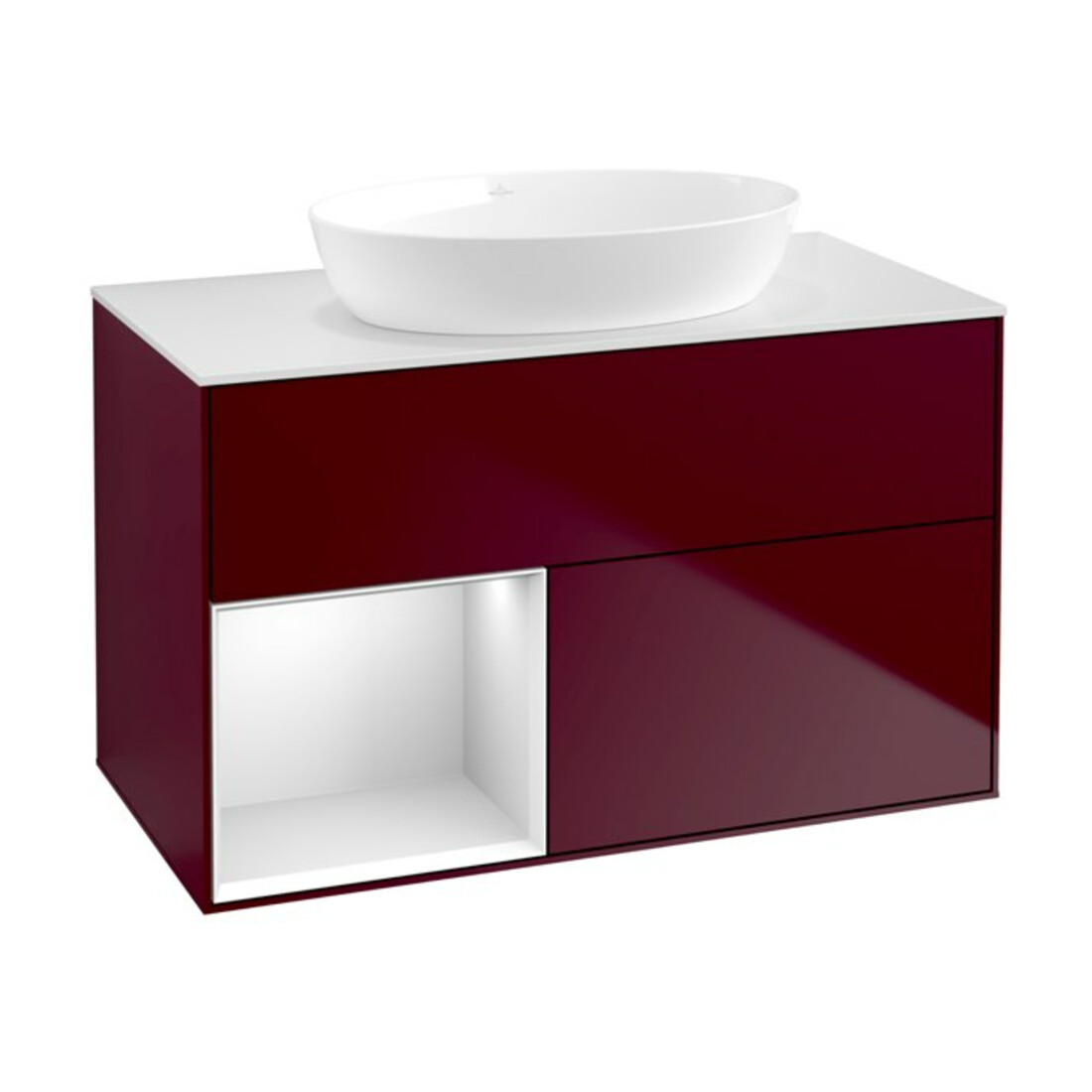 V&B Waschtischunterschrank Finion 100, Pl wh. m, Reg wh. m Lac, Peo m