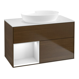 V&B Waschtischunterschrank Finion 100, Pl wh. m, Reg wh. m Lac, wal ven