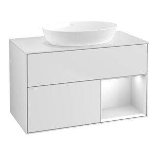 V&B Waschtischunterschrank Finion 100, Pl wh. m, Reg wh. m Lac, wh. m Lac