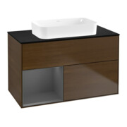 V&B Waschtischunterschrank Finion 100x60,3 cm, Reg li Anthrac. m, wal ven