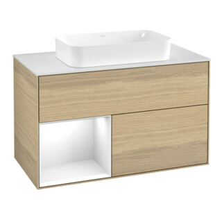 V&B Waschtischunterschrank Finion 100x60,3 cm, Reg li glo wh. Lac, Oa ven