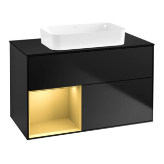 V&B Waschtischunterschrank Finion 100x60,3 cm, Reg li gol m, bla m lacquer