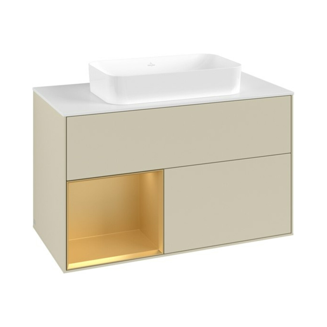 V&B Waschtischunterschrank Finion 100x60,3 cm, Reg li gol m, si Gr m Lac