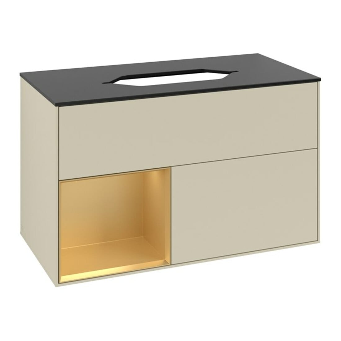 V&B Waschtischunterschrank Finion 100x60,3 cm, Reg li gol m, si Gr m Lac