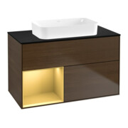 V&B Waschtischunterschrank Finion 100x60,3 cm, Reg li gol m, Walnut veneer