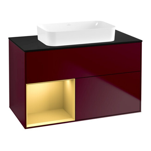V&B Waschtischunterschrank Finion 100x60,3 cm, Reg li gol matt, Peony Matt