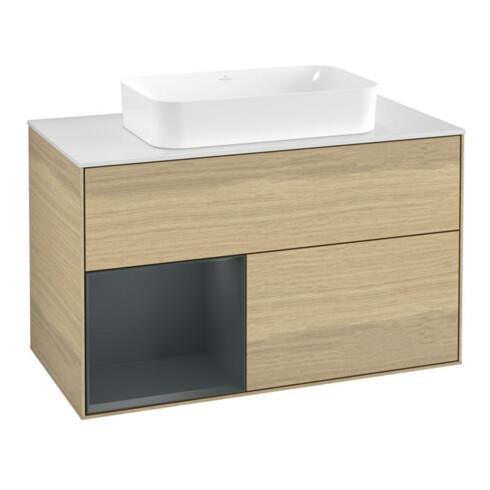 V&B Waschtischunterschrank Finion 100x60,3 cm, Reg li md bl. m Lac, Oa ven