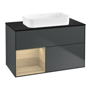 V&B Waschtischunterschrank Finion 100x60,3 cm, Reg li Oa ven, md bl. m Lac