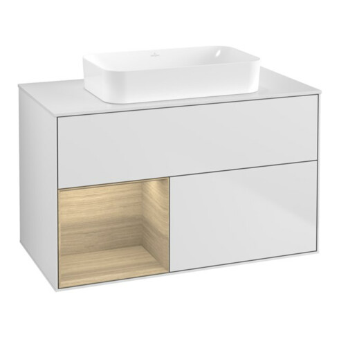 V&B Waschtischunterschrank Finion 100x60,3 cm, Reg li Oa ven, wh. m Lac