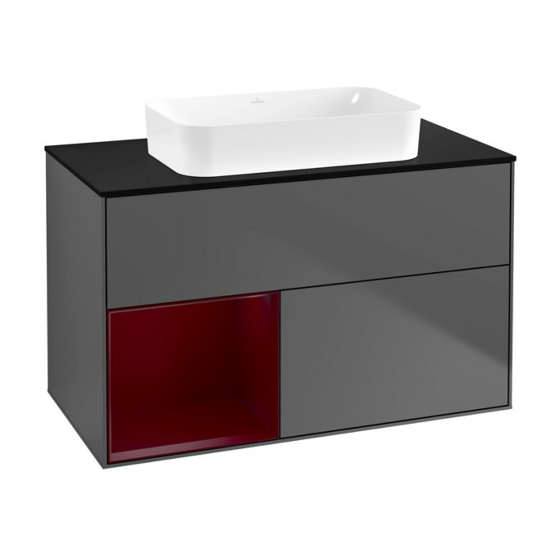 V&B Waschtischunterschrank Finion 100x60,3 cm, Reg li Peo, Anthracite matt
