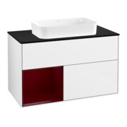 V&B Waschtischunterschrank Finion 100x60,3 cm, Reg li Peo, glo wh. lacquer