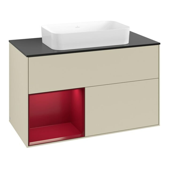 V&B Waschtischunterschrank Finion 100x60,3 cm, Reg li Peo, si Gr m Lacquer