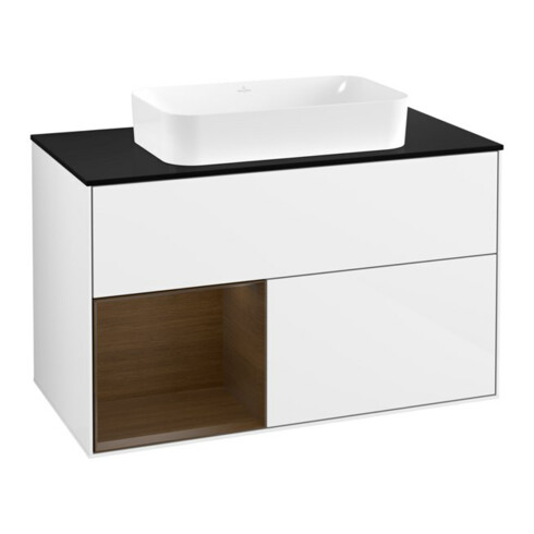 V&B Waschtischunterschrank Finion 100x60,3 cm, Reg li wal ven, glo wh. Lac
