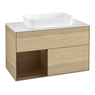 V&B Waschtischunterschrank Finion 100x60,3 cm, Reg li wal ven, Oak Veneer