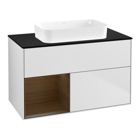 V&B Waschtischunterschrank Finion 100x60,3 cm, Reg li wal ven, wh. m Lac