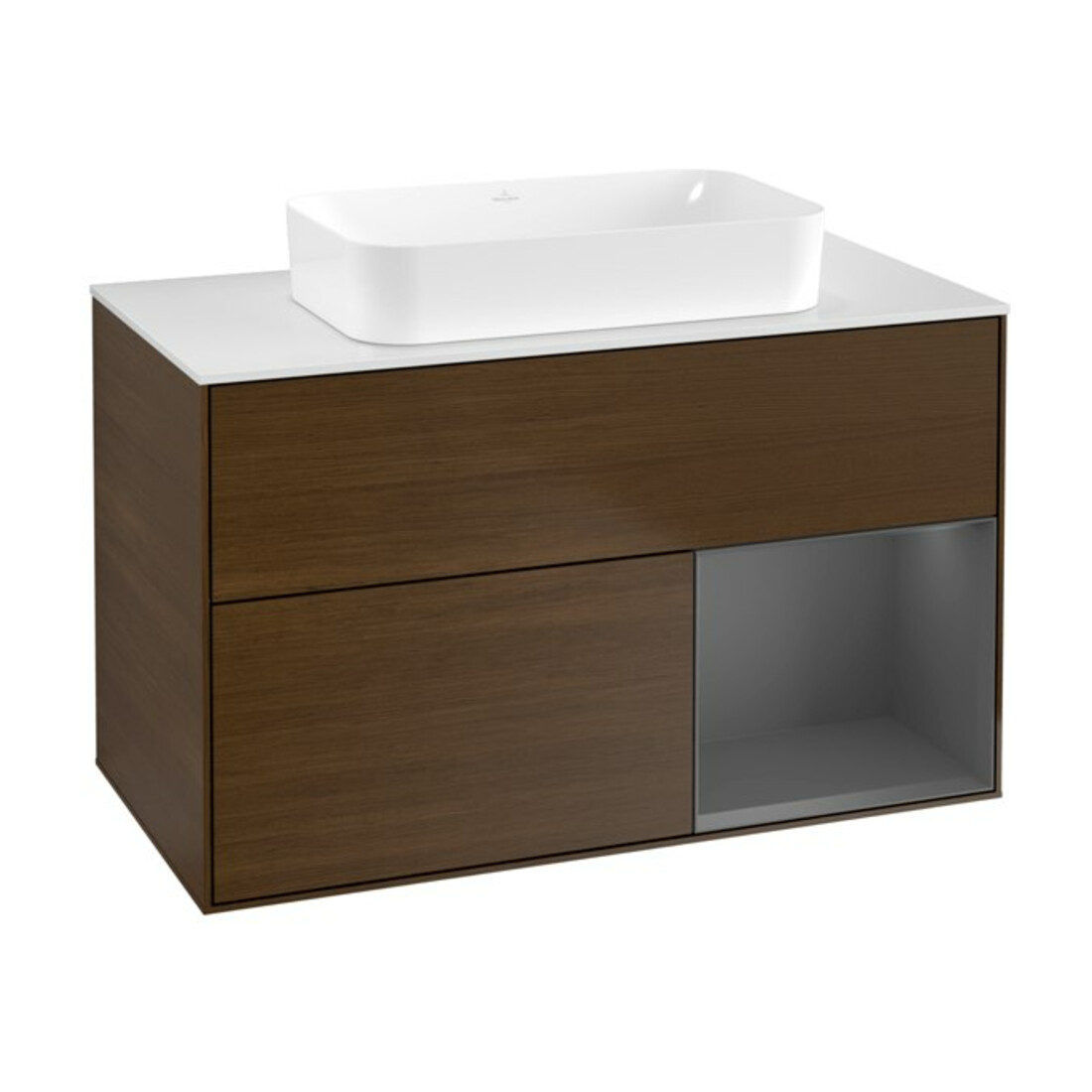 V&B Waschtischunterschrank Finion 100x60,3 cm, Reg re Anthrac. m, wal ven