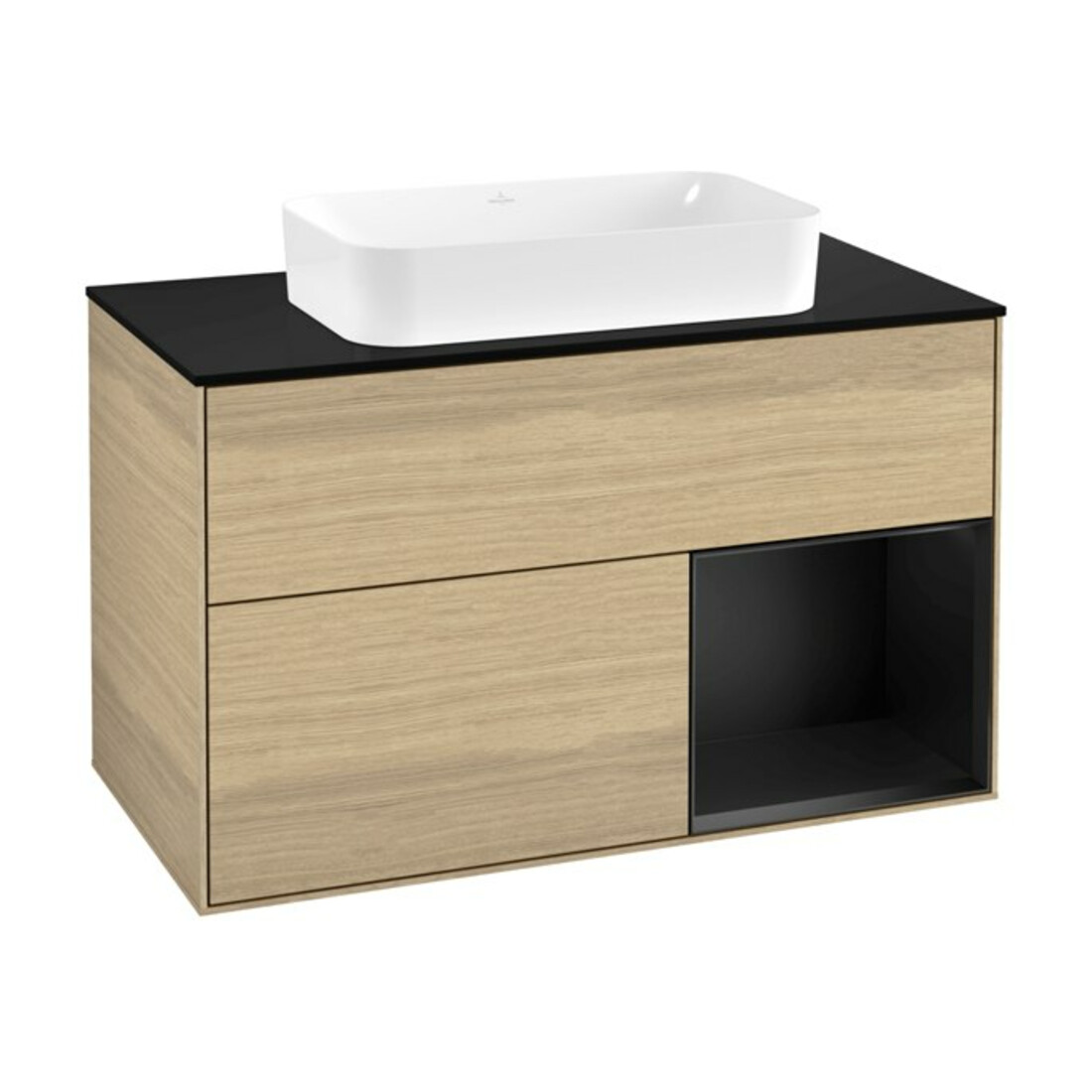 V&B Waschtischunterschrank Finion 100x60,3 cm, Reg re bla m Lac, Oa Veneer