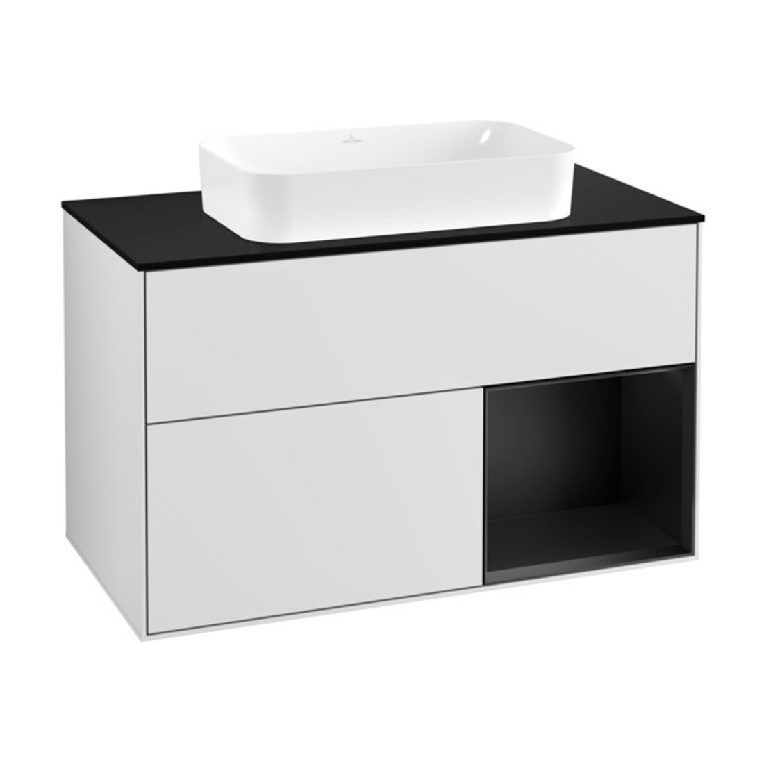 V&B Waschtischunterschrank Finion 100x60,3 cm, Reg re bla m Lac, wh. m Lac